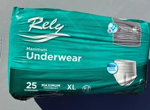 RELY Unisex XL Ropa Interior Protectora Máxima con Protector de Olores Paquete de 25 Incontinencia - Imagen 1 de 5