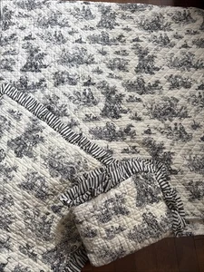 Juego de 3 piezas Ellison Negro Marfil Toile De Jouy Country Life Edredón 2 piezas Fundas Algodón - Imagen 1 de 5