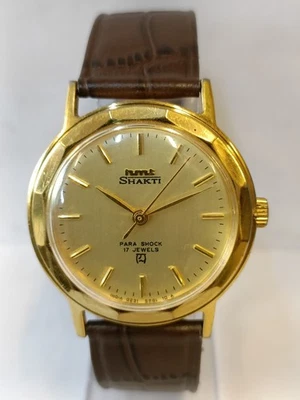 HMT SHAKTI 17J WINDING GOLD DIAL SGGL 10 INDIA MEN'S WORKING CONDITION - Image 1 of 4