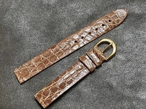 Correa vintage color caramelo años 60 cocodrilo genuino 14 mm para relojes tanque temprano - Imagen 1 de 4