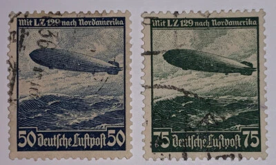 Travelstamps: 1936 Germany Stamps Scott #C57-C58 Reich Airship Airmail Used Ng - Image 1 of 4