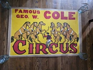 Vintage The Famous Geo W. Cole Circus Poster - Picture 1 of 7
