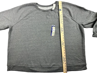 Moletom Terra & Sky feminino plus size cinza gola redonda tamanho 4X (28W-30W) super macio - Imagem 1 de 4