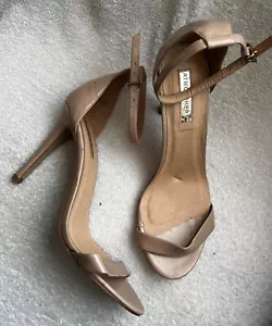 Primark Beige Patent Open Toe Stiletto Heels Size 7 Women - Picture 1 of 7