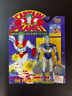 Figura de acción de colección Tiger Toys 1991 Tornado Captain Planet con escudos de muñeca Foto 1 de 2