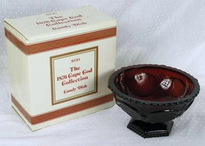 Vintage Avon Cape Cod Red Ruby Pressed Sandwich Glass 6" Footed Candy Dish (HH) - Picture 1 of 7