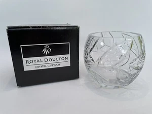 Vintage Royal Doulton Celeav Leaves Ball Vase/Votive Fine Lead Crystal - Picture 1 of 12