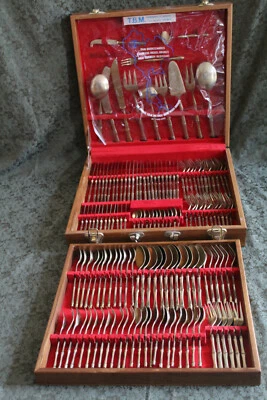 ROYAL BAMBOO Besteckset aus Thailand für 12 Personen Handmade 3.5 Nickel-Bronze  - Bild 1 von 4