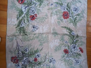 Vintage Women's Scarf Sequins Accented - Green, Red, Black White Floral Design - Picture 1 of 11