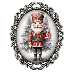 Cascanueces de Navidad Alfiler de Navidad Suéter Bufanda Broche Vidrio Cúpula Broche - Imagen 1 de 4