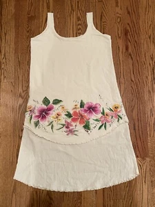 EUC Damen M/L handgefertigt handbemalt hawaiianisches Sommerkleid Luau Blumenmuster Hibiskus - Bild 1 von 8