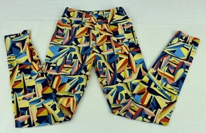 LuLaRoe Tween Girls Leggings Full Length 8-12 Cream Red Blue Yellow Multicolor - Picture 1 of 6