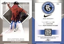 Alex Scherff Signed 2016 Leaf Perfect Game National Showcase #294 Card Auto AU
