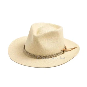 New Handwoven Paper Straw Fedora Hat for Men - Fine Weave, Jazz Style - Picture 1 of 8