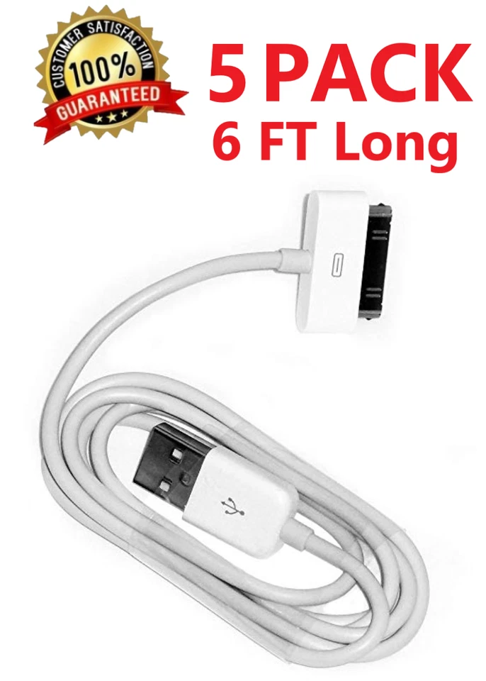 5-Pack 6FT 30 pin USB Charging Data Cable Cord for iPad 1/2/3 iPod Nano 1-6  - Image 1 of 1