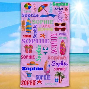 Personalized Beach Towel With Name- Vibrant Summer Decorations - Picture 1 of 4