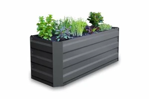 Greenlife Slimline Galvanised Metal Raised Garden Bed Planter - Charcoal - Picture 1 of 7