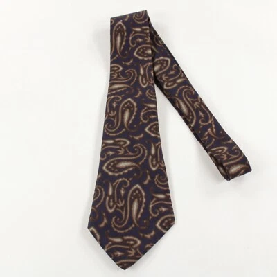 Kiton 全新无标签领带深紫色带棕色喷漆,如佩斯利丝绸 — 第 1/4 张图片