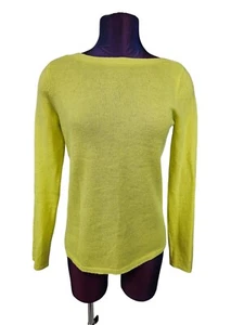 Maglione Peck & Peck giallo brillante 2 strati cashmere collo barca taglia small A3 - Foto 1 di 6