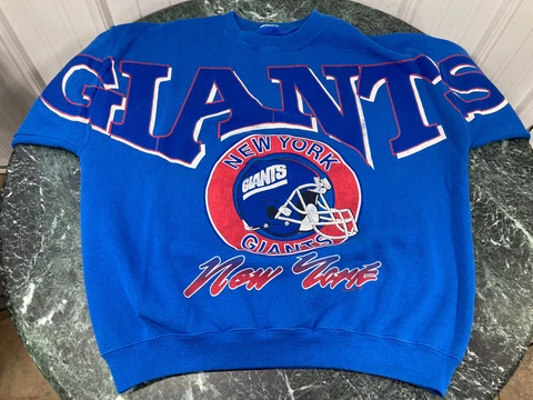 Vintage NFL New York Giants Crewneck Sweatshirt Size L / XL Big Logo 1990s Cover