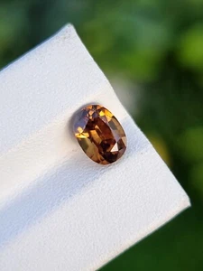 Natural Orangish Brown Zircon | Eye Clean | Oval Cut Untreated Certified 1.88 ct - Picture 1 of 6