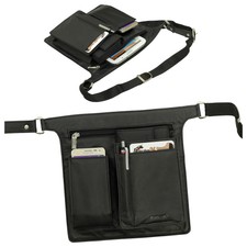 Leder Kellnertasche Kellner Holster Halfter Tasche schwarz Reißverschlussfach 