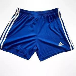 Adidas Women's Squadra 3 Stripe Shorts Medium 12-14 Blue Logo - Foto 1 di 5