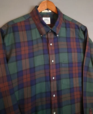 VINTAGE John Henry Plaid Flannel Button Up Shirt Men's Large Size 16 34/35 - Image 1 of 4