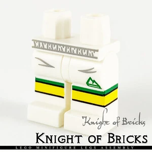LEGO Minifigura Piernas BLANCO Caderas Gris Reúne Verde Deportes Logotipo y Rayas - Imagen 1 de 2