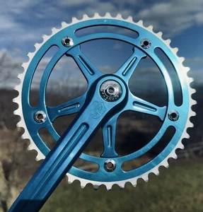 Campagnolo BMX Crank set Fluted Campy NIB Vintage blue 175 - Picture 1 of 7