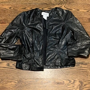 Dani Max Vintage Womens Black Faux Leather Open Motorcycle Jacket, Fashion Sz 10 - Picture 1 of 7