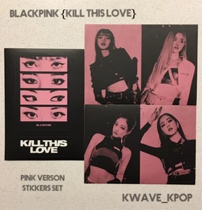 BLACKPINK [KILL THIS LOVE] 2ND ALBUM PINK VER. 3P ORIGINAL OFFICIAL STICKERS SET - Picture 1 of 2