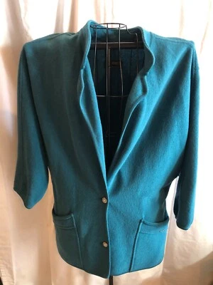 Cárdigan Suéter Blazer Geiger Teal Talla 38 Mujer Manga Larga Lana LEER MEDIDA Foto 1 de 4