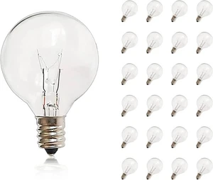 G40 Replacement Bulbs 25-Pack, 5W E12 (C7) Candelabra Base Clear Glass Bulbs - D - Picture 1 of 6