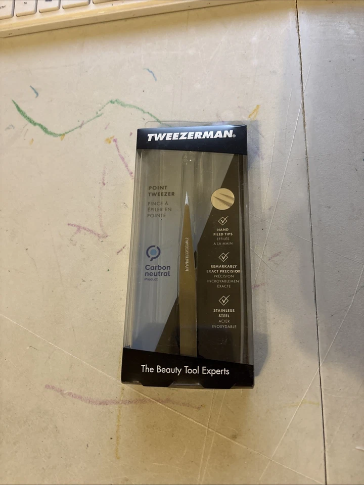Tweezerman 1240-R Solid Silver Stainless Steel Point Tweezer Sealed - Image 1 of 1