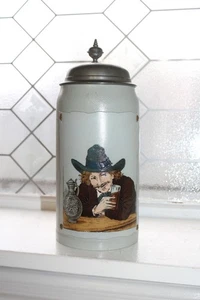 Antiker Mettlacher Bierstein 1642 Der Künstler Wandteppich Serie um 1897 - Bild 1 von 9