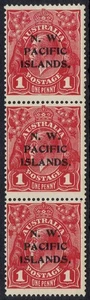 NWPI NEUGUINEA 1915 KGV 1D ABC STREIFEN - Bild 1 von 2