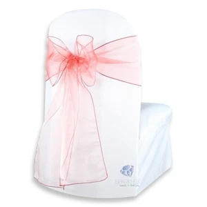 10 pcs Organza Chair Cover Bow Sash 108"x8" - Coral - Wedding Party Banquet bp - Picture 1 of 5