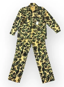 Vintage Cabelas Duck Hunter Camo Hunting Jacket & Pants Set Chamois Frog Camo - Picture 1 of 14