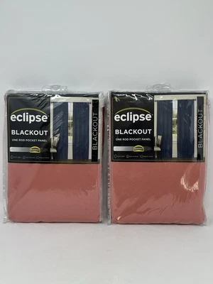 Eclipse Blackout One Rod Pocket Panel x2 Darrell Coral 37" x 95" Energy Saving - Image 1 of 4