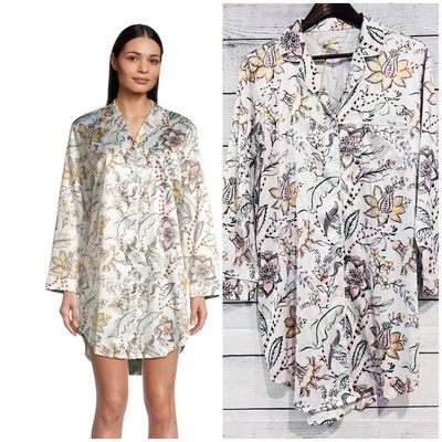 World Market Tamara Multicolor Floral Nightshirt Pajama Gown S/M Button Up New - Image 1 of 4