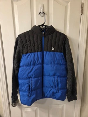 Chaqueta acolchada Hurley para niño - con capucha - azul y gris - cremallera - XL #S201 Foto 1 de 3