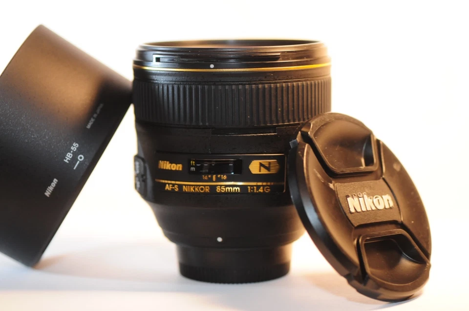 Nikon N AF-S Nikkor 85 mm f/1,4 G FX lente de retrato HB-55 para F5 D850 D780 DF ZF Foto 1 de 4