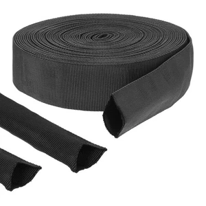 33 FT Nylon Hydraulic Hose Protector Sleeve Black Protective Cover Hose Sheat... - Afbeelding 1 van 8