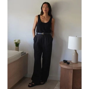 Jenni Kayne Leinen Kyle Hose schwarz Relaxed Fit weites Bein Hose 8 - Bild 1 von 11
