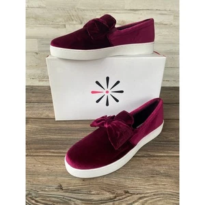 ISAAC MIZRAHI TOOCUTE Red Velvet Bow Shoe Loafer SZ 12 H100715 - Picture 1 of 9