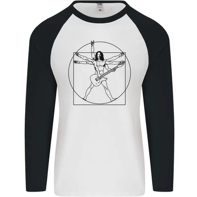 Gitarre Frank Zappa Vitruvian Man Gitarrist Herren L/S Baseball - Bild 1 von 4