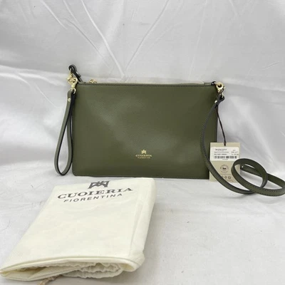 Cuoieria Florentina Womens Bella Pouchette Crossbody Clutch Military Green - Image 1 of 4