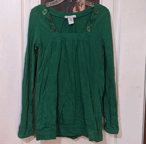 Charlotte Russe Y2K Vintage Green Long Sleeve Shirt Top w/ Decorative Buttons M - Picture 1 of 4