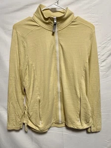 Talbots Full Zip Sweatshirt Cinched Sides UPF 50+ Cotton Modal Yellow Jacket Lrg - Picture 1 of 7
